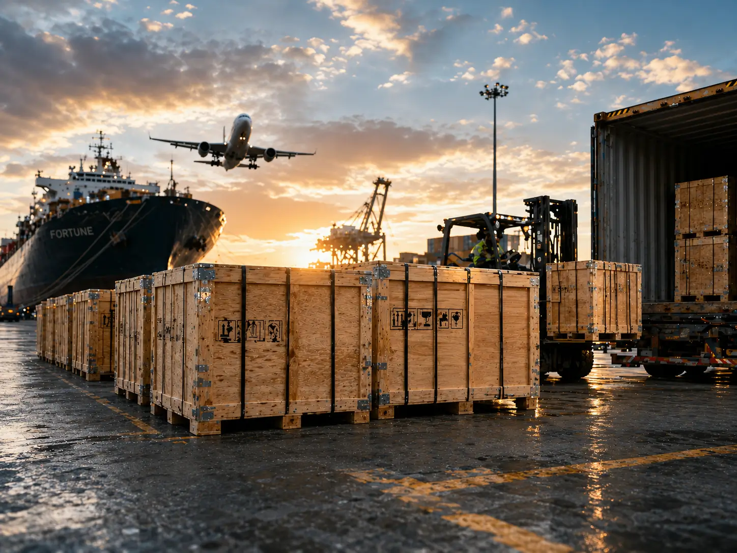 Titanium export crates in high-tech facility