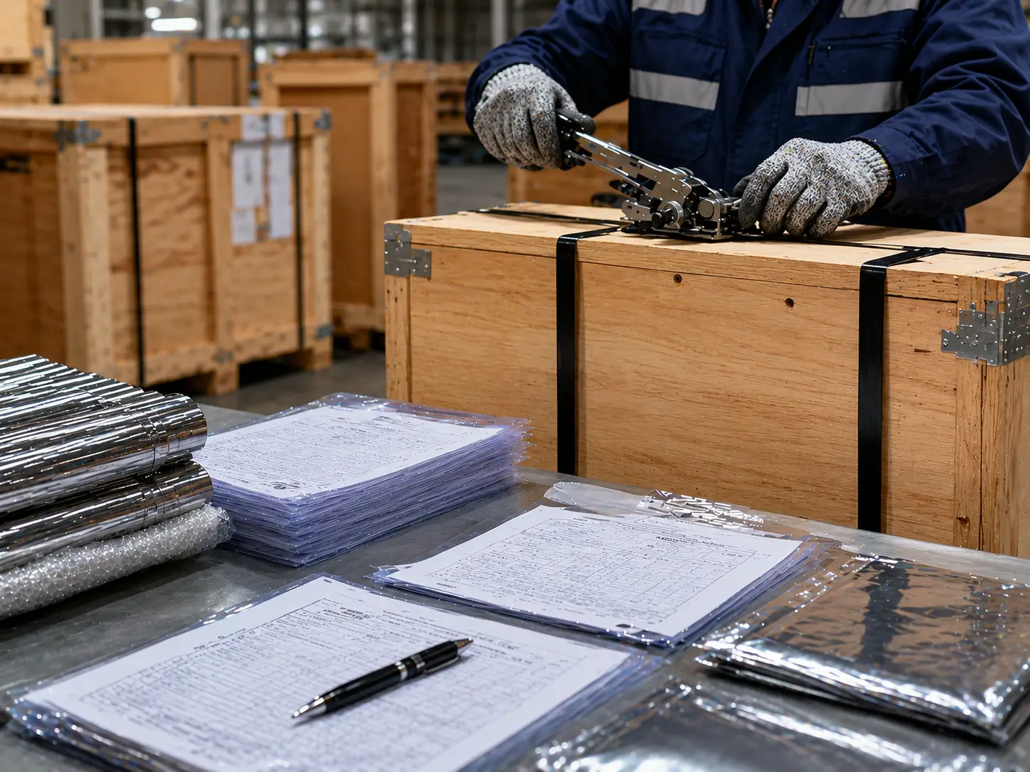 Export compliance documentation and organized shipment preparation