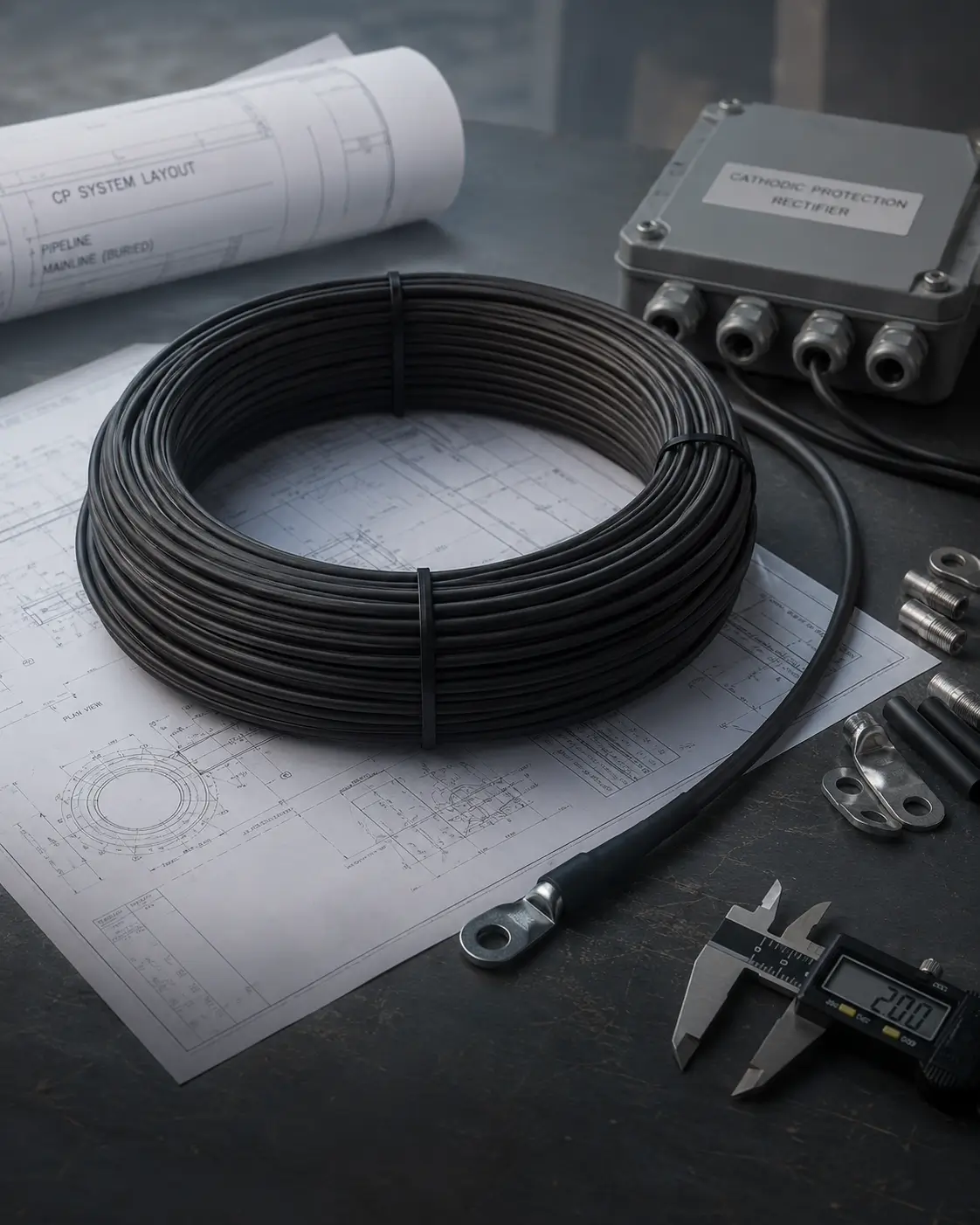Engineer inspecting MMO wire anode layout