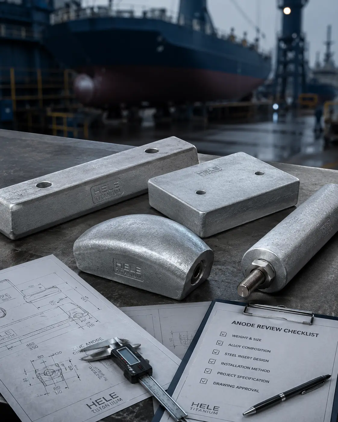 Custom zinc anode casting and engineer inspection