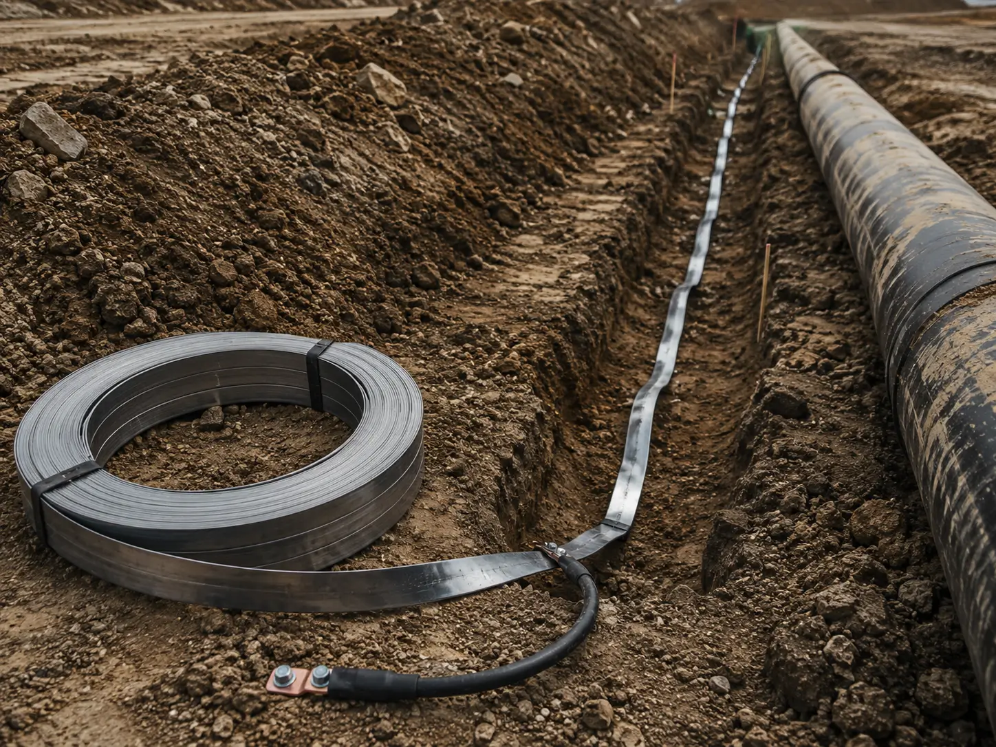Engineer inspecting ribbon anode layout