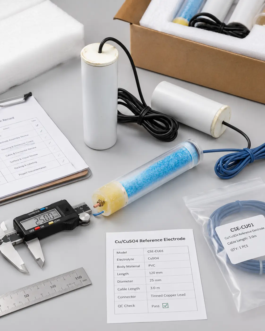 Reference electrode documentation and packing list