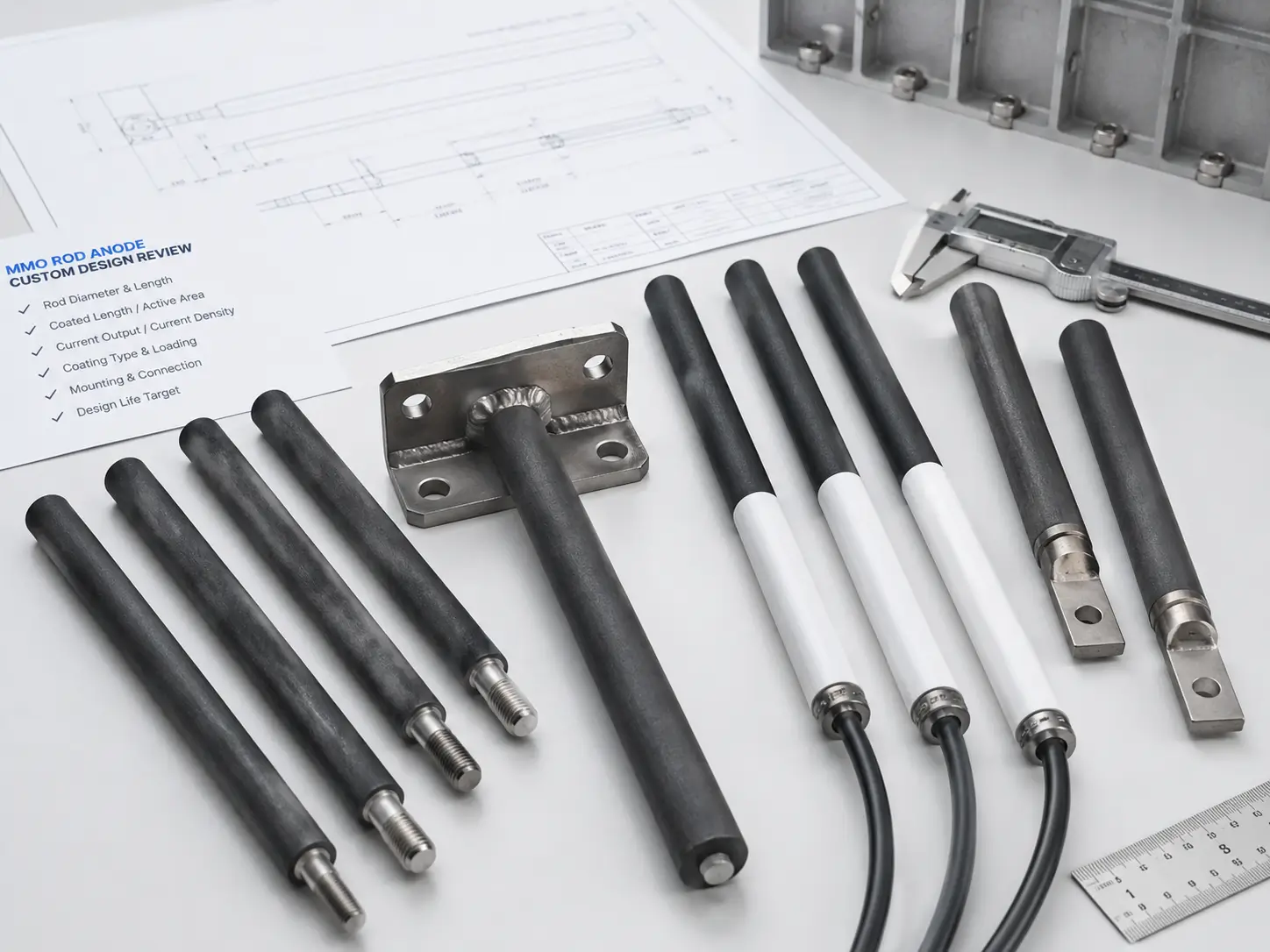 Engineer inspecting MMO rod anode