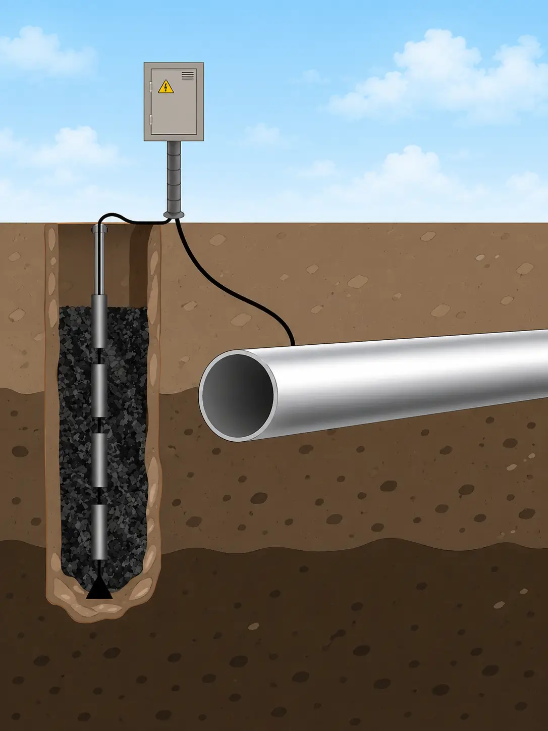 Typical MMO tubular anode groundbed installation