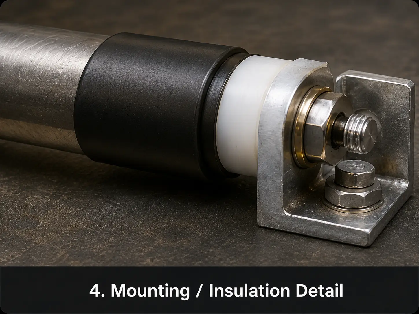 Insulation sleeve and mounting structure including thread and flange details