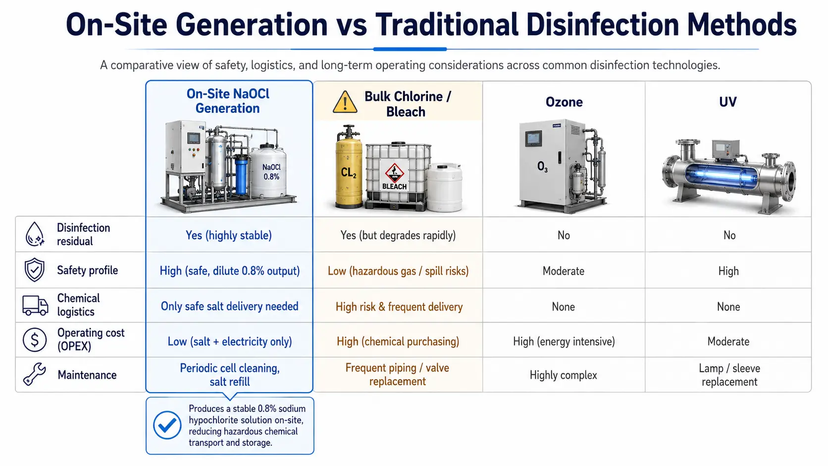 On-Site Generation vs Traditional Disinfection Methods