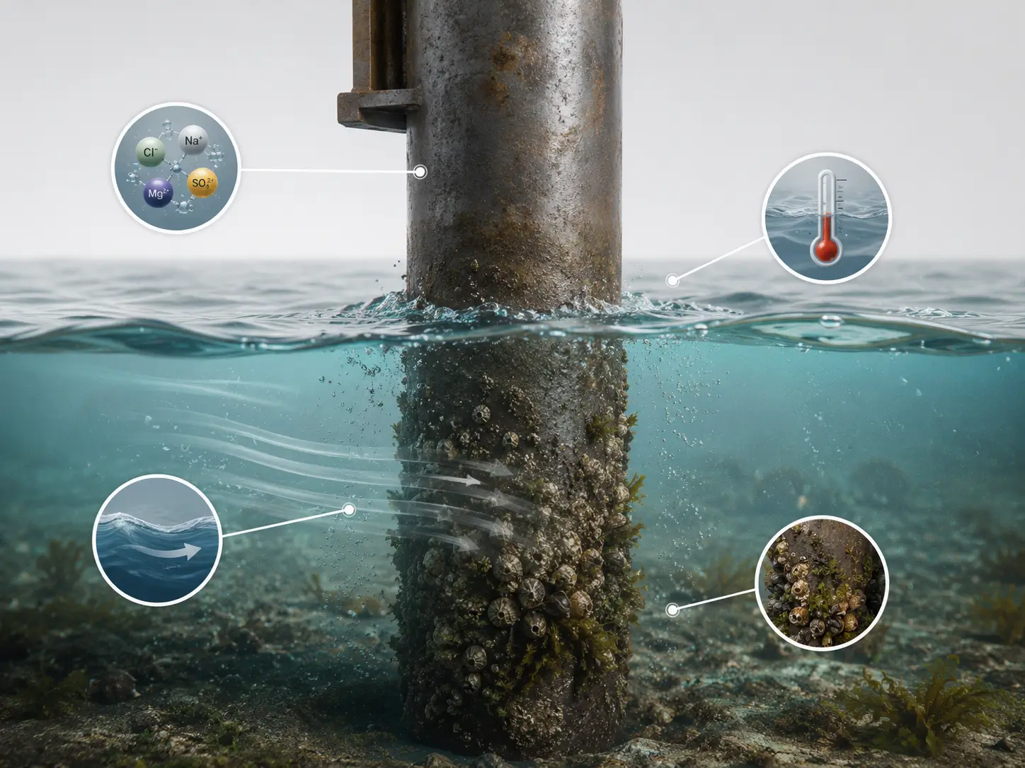 Seawater conditions for marine anode selection