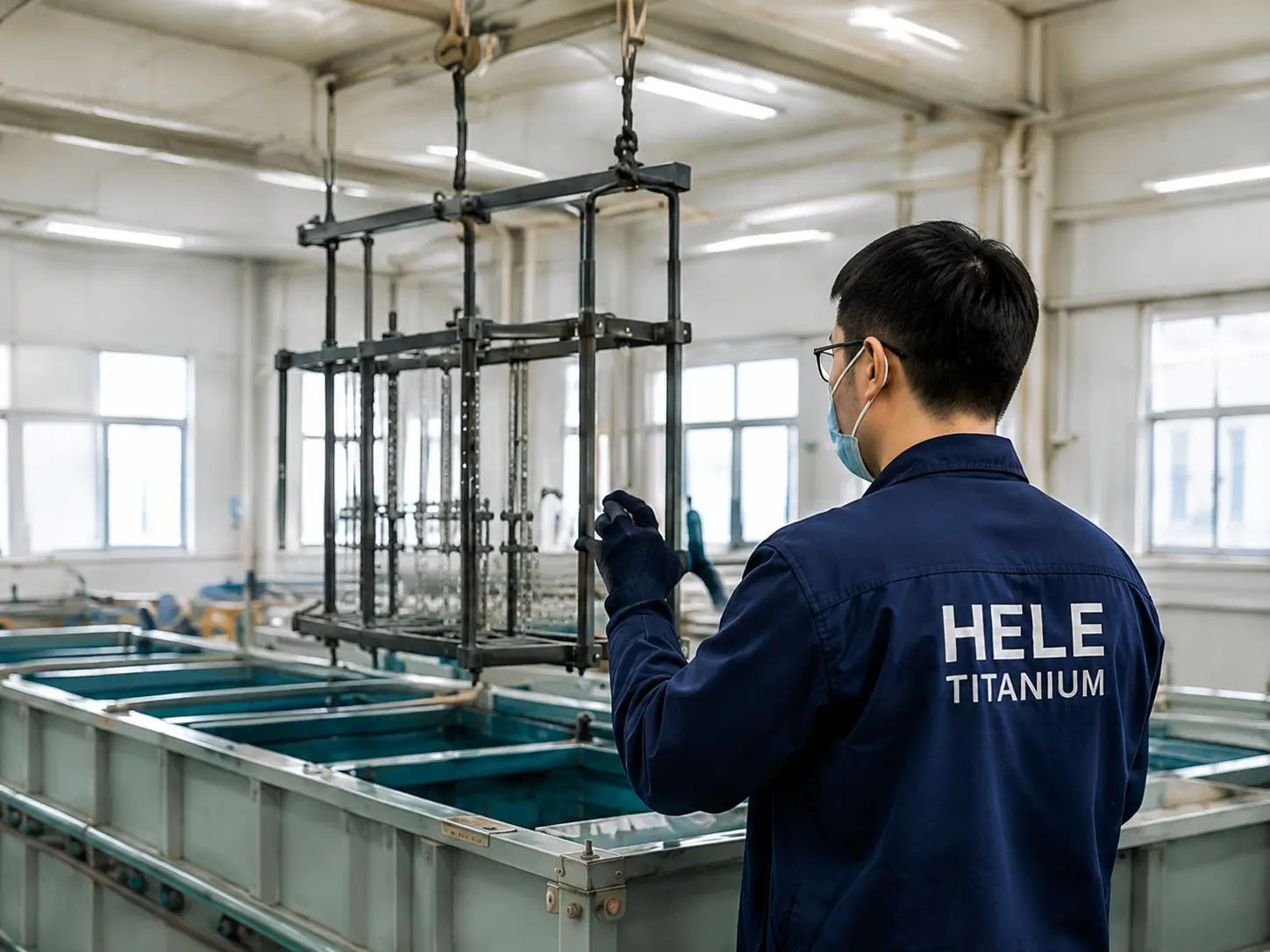 Titanium electrode coating for electrochlorination and anti-fouling systems