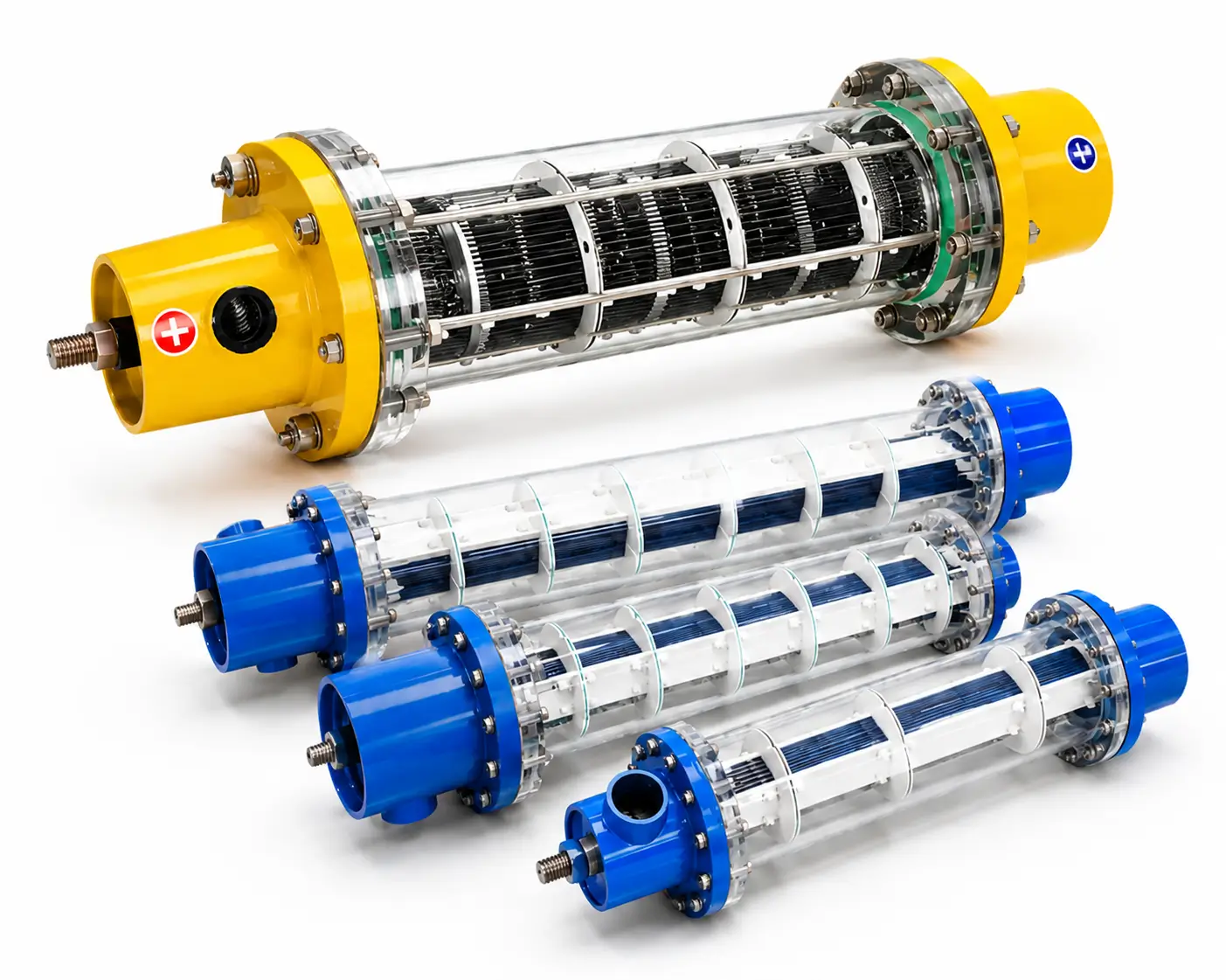 Custom titanium electrolytic cells for OEM sodium hypochlorite generators and seawater electrochlorination systems