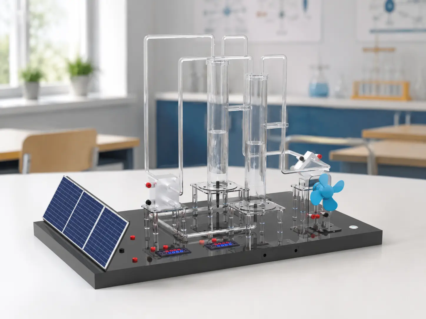Solar panel and fuel cell output experiment