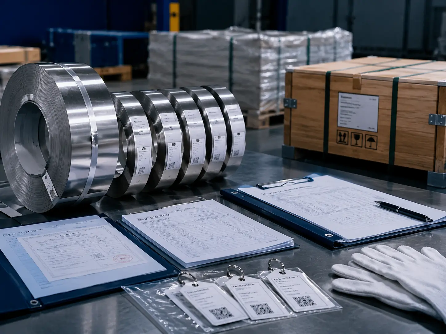 Proceso de inspección y documentación de foil de titanio
