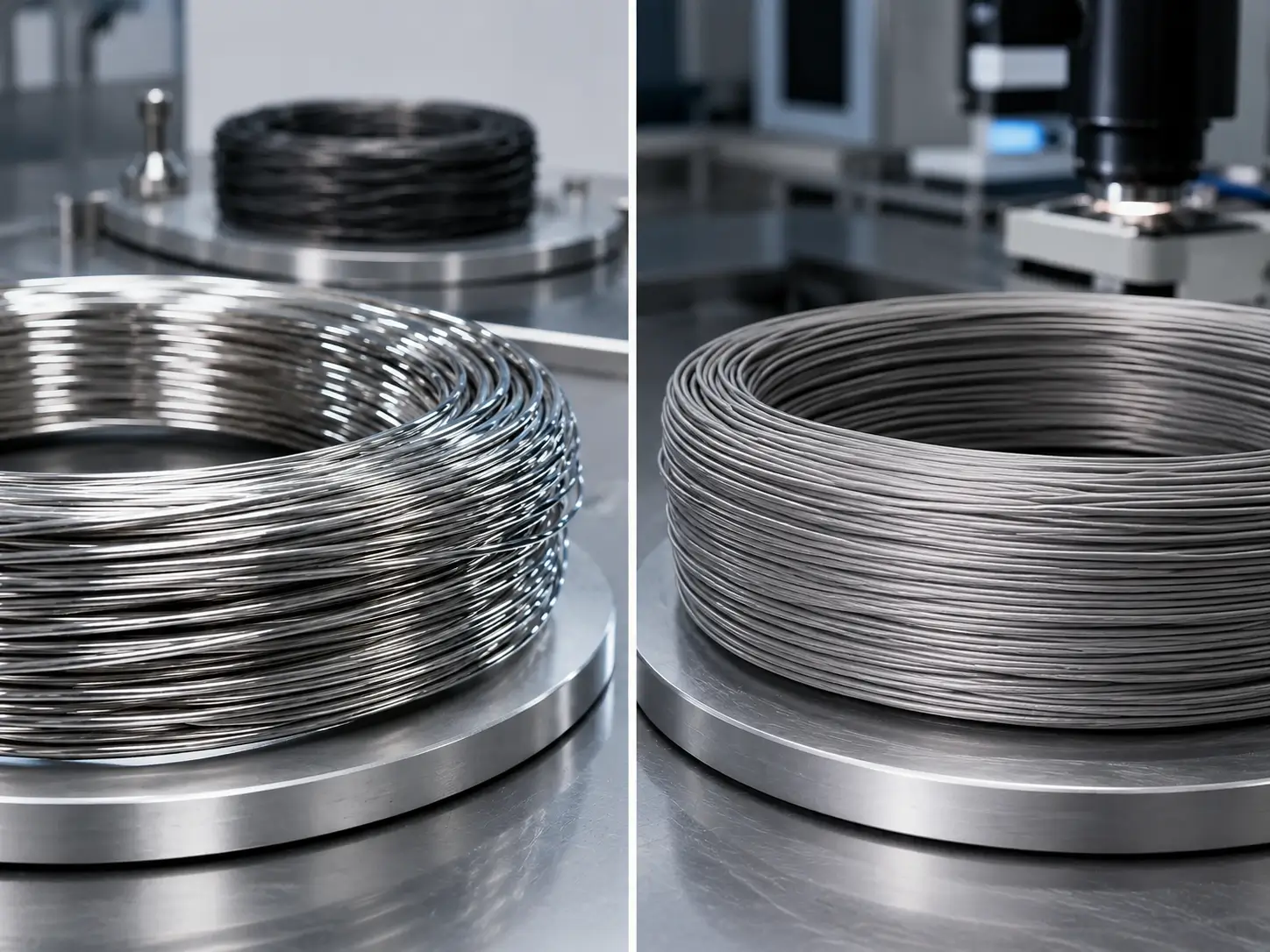 Comparison between bright and pickled titanium wire finishes